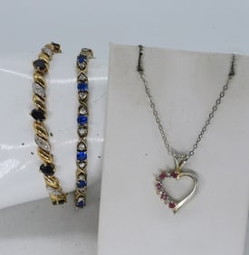 2 Gold Tone 925 Tennis Bracelets