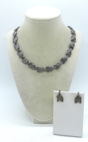 Sterling Napier Necklace Earring Set