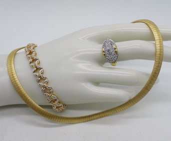 Gold Tone 925 Ring Set