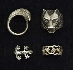 4 Sterling Animal Rings