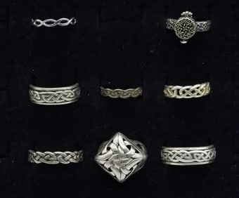 8 Celtic Knot Sterling Rings
