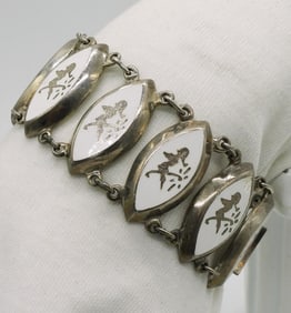 Siam Sterling, White Enamel Bracelet