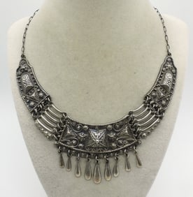 Sterling Heavy Decorative Necklace