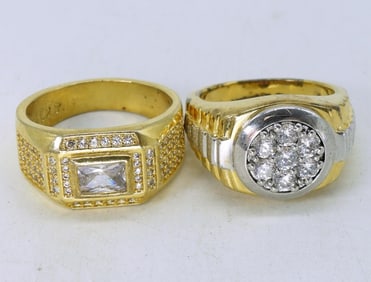 2 Sterling Gold Tone Men's Rings
