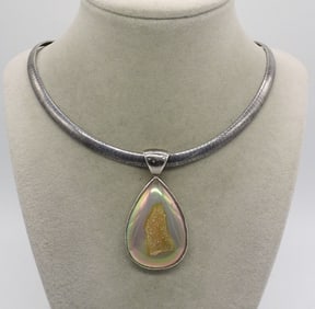 White Druzy Agate 925 Necklace