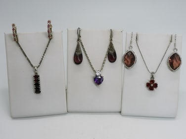 Garnet & Amethyst Sterling Necklaces +