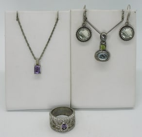 Beautiful Amethyst Necklaces, Ring 925