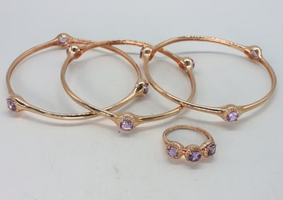 Rose Gold Tone 925 Bracelets & Ring