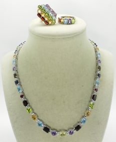 Multi Gemstone 925 Necklace & Rings