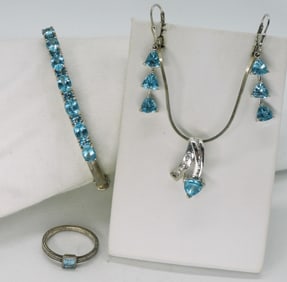 Blue Topaz Sterling Necklace Set
