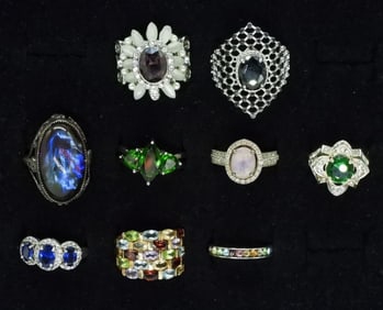 9 Sterling Fashion Gemstone Rings