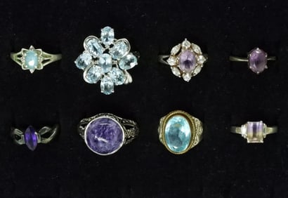 Amethyst & Blue Topaz 925 Rings