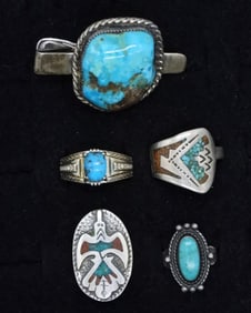 Sterling Turquoise Rings & Tie Clip