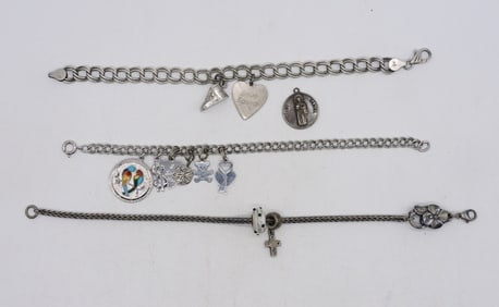 3 Sterling Charm Bracelets