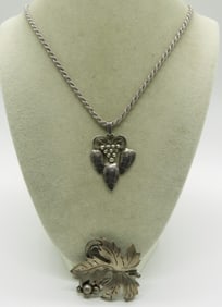 Sterling Leaf Necklace & Brooch