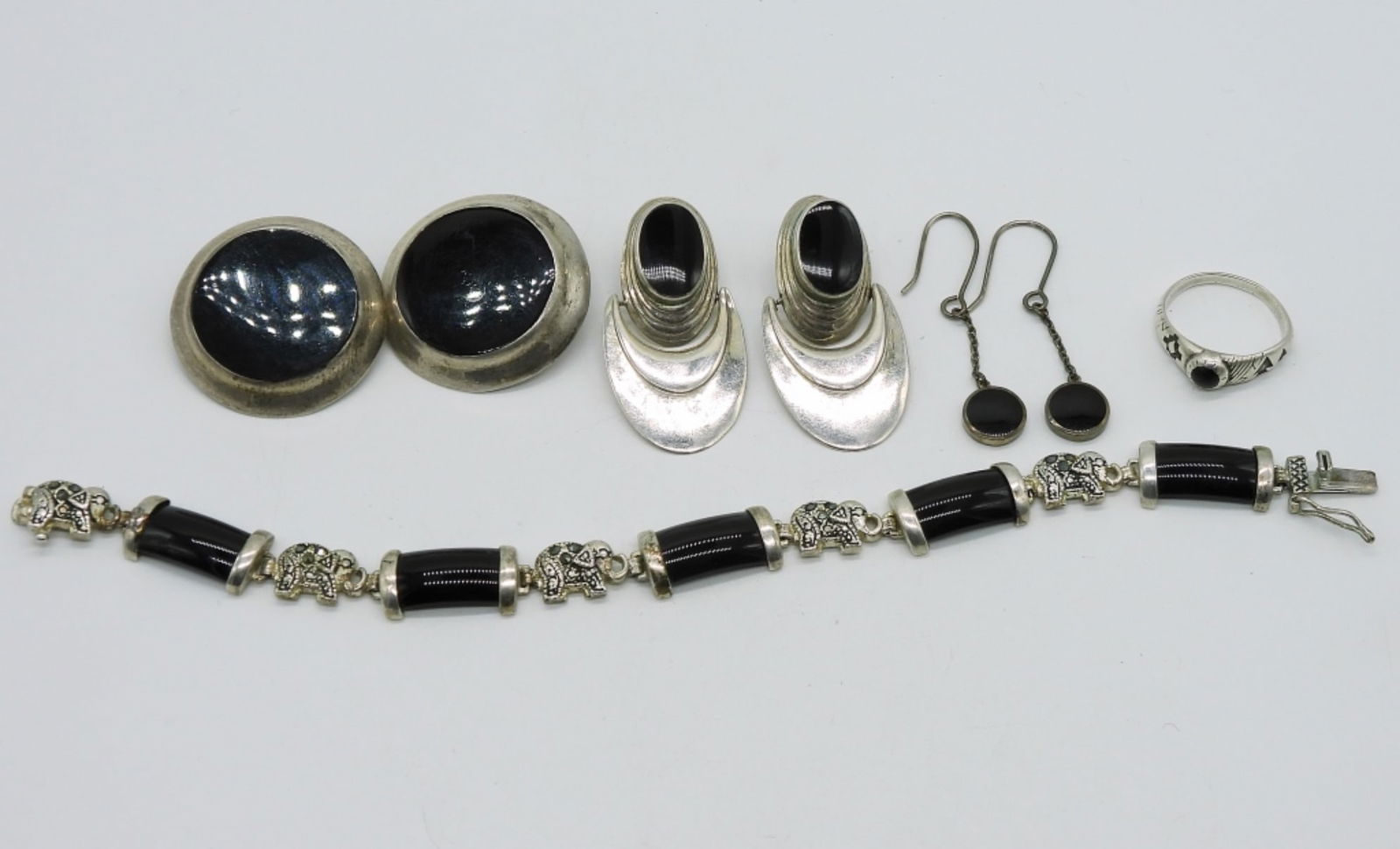 Black Onyx 925 Earrings, Rings & Bracelet (1 of 3)