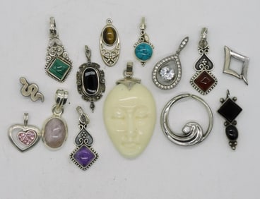 14 Various Sterling Pendants