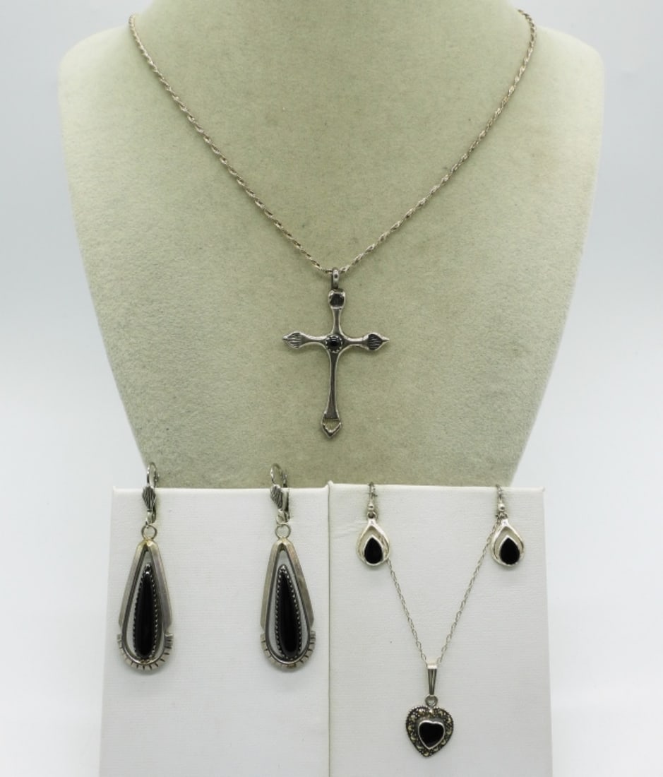 Black Onyx 925 Necklaces & Earrings (1 of 1)