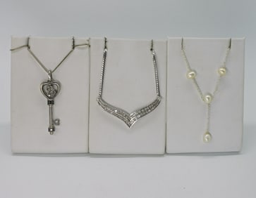 3 Sterling Fashion Necklaces