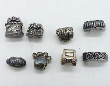 8 Sterling Pandora Style Charms