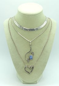 3 Sterling Pendant Necklaces