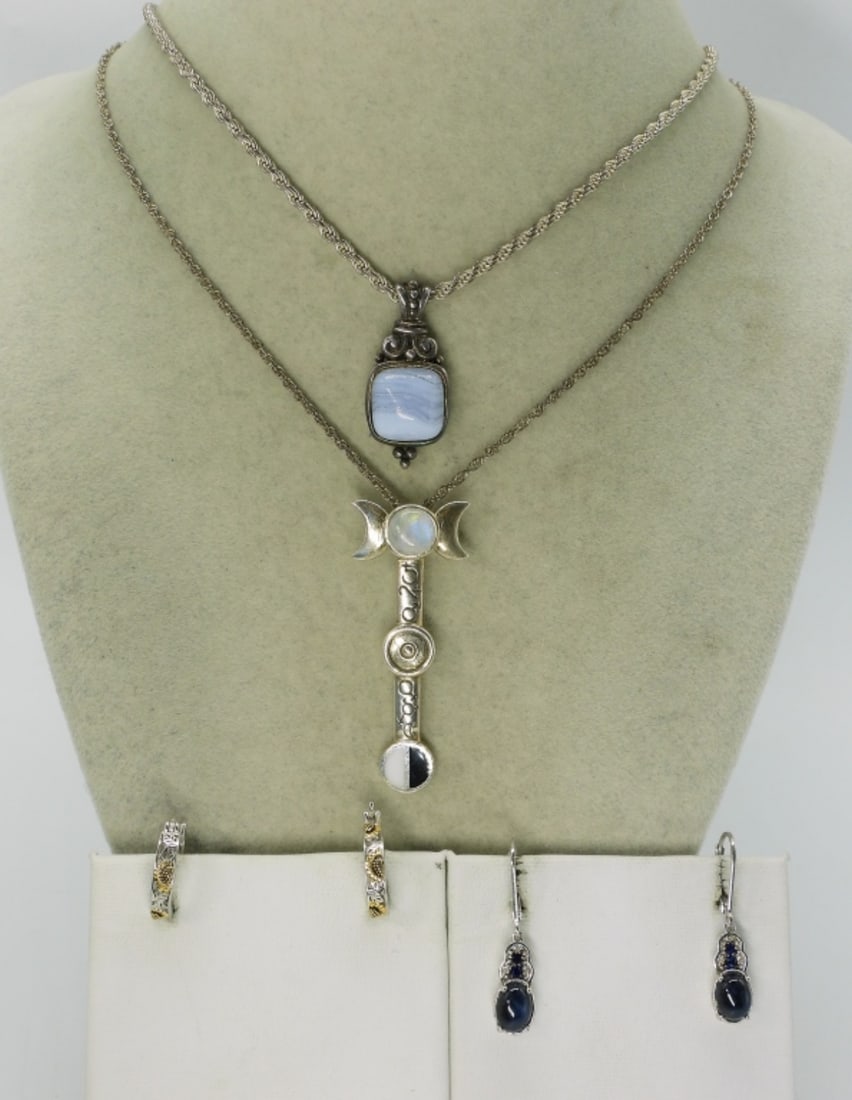 Blue Lace Agate, Moonstone Necklaces + (1 of 3)