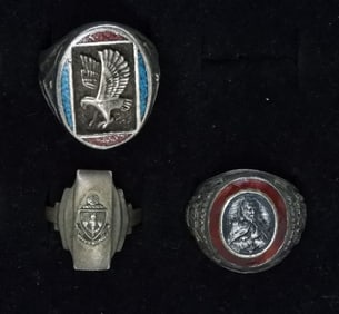 3 Sterling Rings, Turquoise & Other