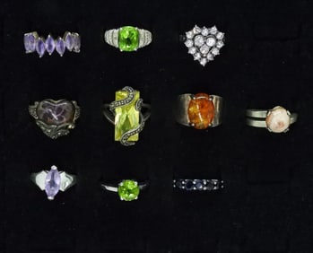 10 Sterling Gemstone Rings