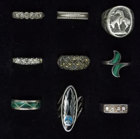 9 Sterling Rings, Turquoise & More