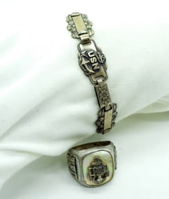 United States Navy 925 Ring & Bracelet