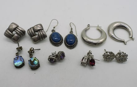 7 Pair of Sterling Earrings, Pierced