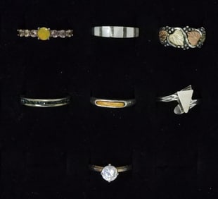 7 Sterling Gemstone Rings