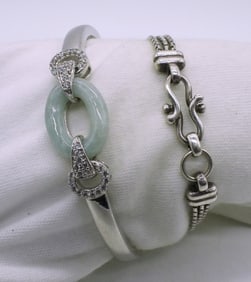 2 Sterling Bracelets, Jade