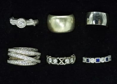 6 Simulated Diamond Rings & Bands 925