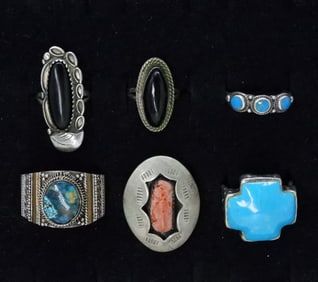 Turquoise, Black Onyx 925 Rings