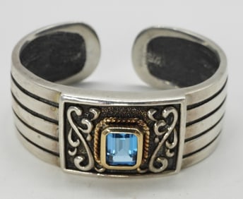 Sterling Blue Topaz Cuff Bracelet