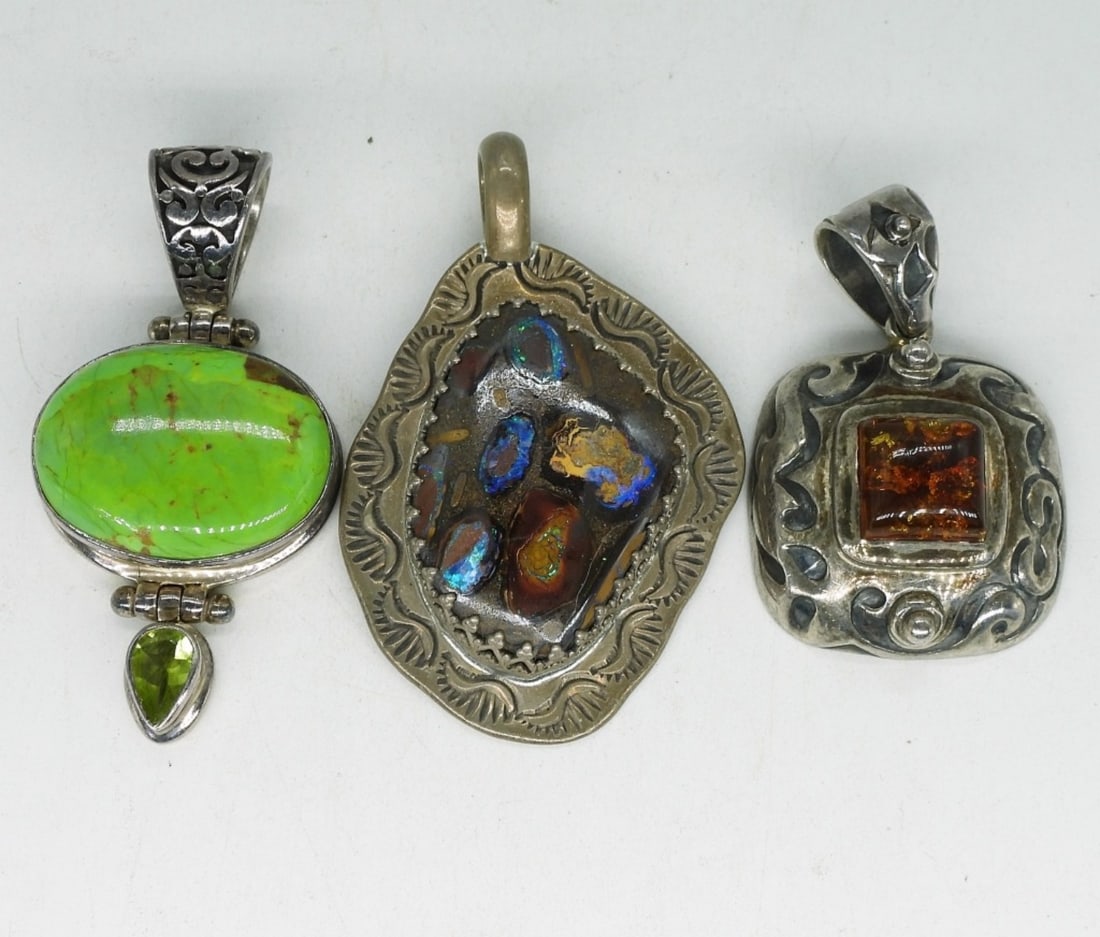 Boulder Opal, Amber, Green Turquoise 925 (1 of 2)