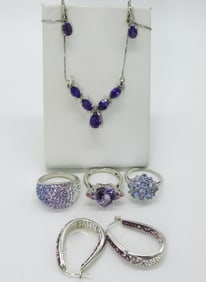 Amethyst Sterling Rings, Necklace +