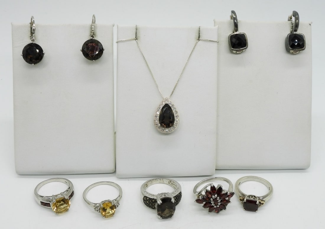 Smokey Quartz, Garnet & Citrine 925 Jewelry (1 of 2)