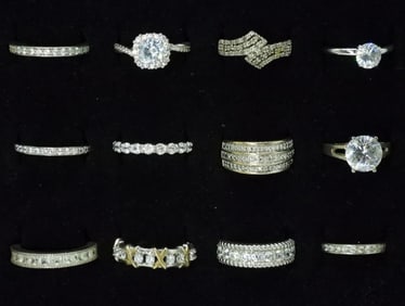 12 Sterling Bridal Style Rings