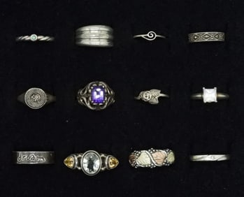 12 Sterling Fashion Rings
