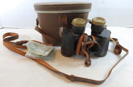 WWII Era Binoculars With Case