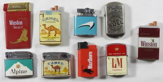 9 Cigarette Brand Advertising Lighters