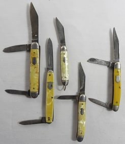 Lot Of 5 Bone Colored Small Pocket Knives