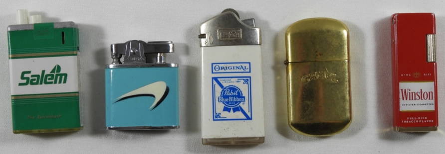 5 Advertisement Lighters: 5 advertisement lighters, untested as to whether they work or not.