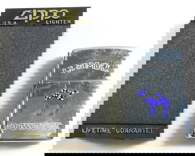 Sealed 1995 Camel Zippo: Sealed 1996 Camel Zippo seems to have scuffing on it, in the box.