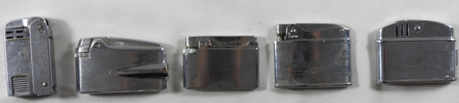 5 Unique Silver-tone Lighters: 5 unique silver-tone lighters, untested as to working.