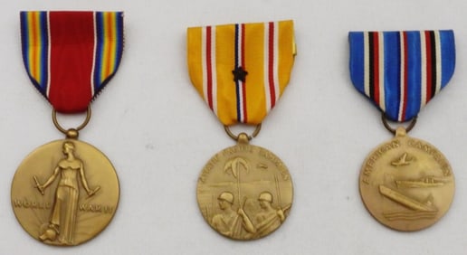 3 WWII Medals