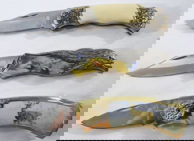 (3) Decorated Lock-Back Knives