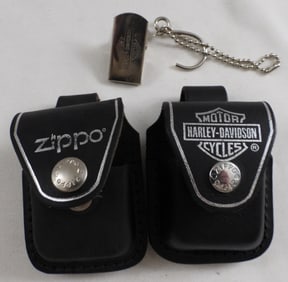 Two Leather Harley-Davidson Zippo Holders